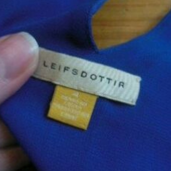 LEIFSDOTTIR 4 Blueberry 100% Silk Dress Flutter Sleeve Belted - Picture 5 of 5